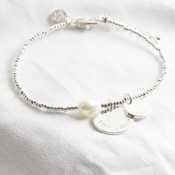Personalised Double Charm Seed Bead And Pearl Bracelet, 2 of 6