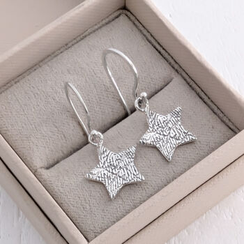 Silver Fingerprint Star Earrings, 4 of 6