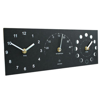 Eco Recycled Triple Moon Phase, Clock And Thermometer, 3 of 4