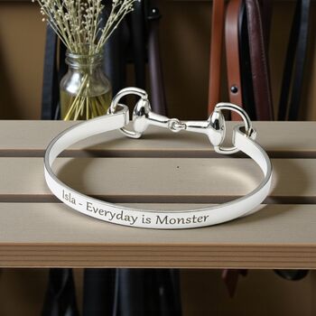 Personalised Sterling Silver Snaffle Bangle, 2 of 12