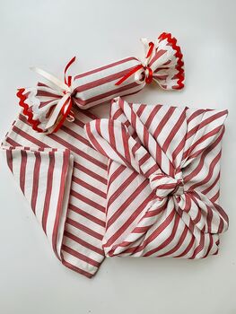 Candy Cane Luxury Reusable Fabric Wrapping In Large, 4 of 7