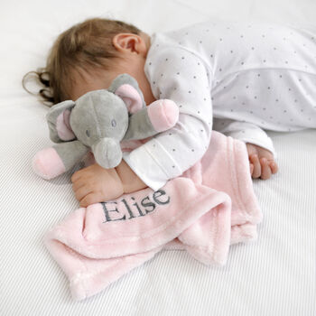 Personalised Pink Elephant Motif Blanket And Comforter, 5 of 12