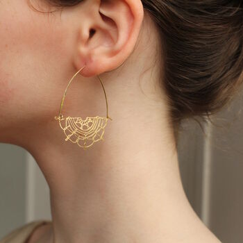 Gold Lace Filigree Hoop Earrings, 6 of 8