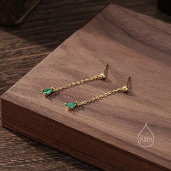 Emerald Green Droplet Dangle Stud Earrings, 2 of 12