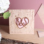 Wooden Anniversary Tree Carved Heart And Arrow Card, thumbnail 4 of 4