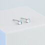 Sterling Silver Moonstone Crystal Stud Earrings, thumbnail 1 of 4