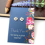 Thank You Teacher Sterling Silver Mini Blossom Flower Earrings, thumbnail 8 of 10