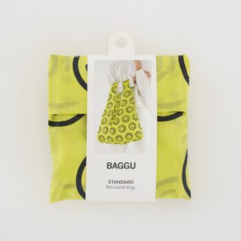 Smile Face Yellow Reusable Shopper Bag, 2 of 3