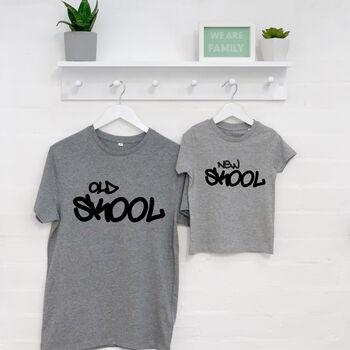 Old Skool New Skool Dad And Child Matching T Shirt Set, 2 of 3