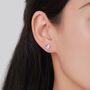 Sterling Silver Tiny Chickadee Bird Stud Earrings, thumbnail 3 of 12