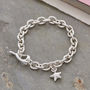 Lifetime Solid Silver Star Charm Bracelet, thumbnail 2 of 3