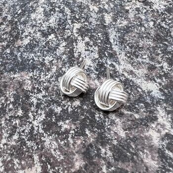 Sterling Silver Knot Stud Earrings, 2 of 5