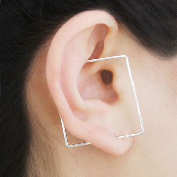 Simple Square Sterling Silver Hoop Earrings, 7 of 8