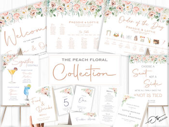 Wedding Seating Table Plan In Peach Pink Florals, 6 of 6