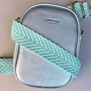 Two Tone Woven Chevron Bag Strap In Mint And White, 2 of 2