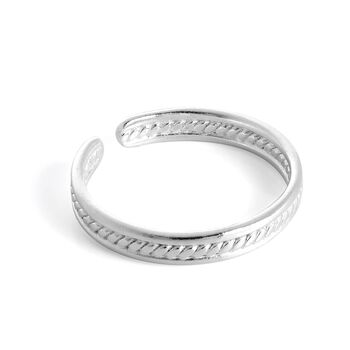 Sterling Silver Ribbed Adjustable 3mm Toe Ring, 3 of 4