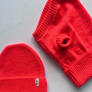 British Wool Dog Jumper And Matching Beanie In Lava Orange, 3 of 5