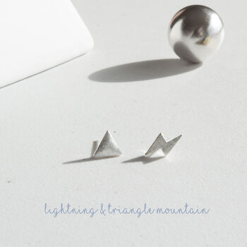 Sterling Silver Clouds Lightning Stud Earrings In A Box, 3 of 10