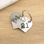 21st Birthday Gift Personalised 2pc Heart Key Ring, thumbnail 9 of 12