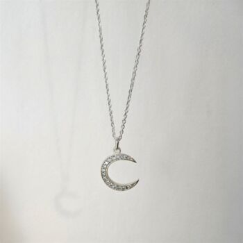 Sterling Silver Crescent Moon Necklace, 2 of 3