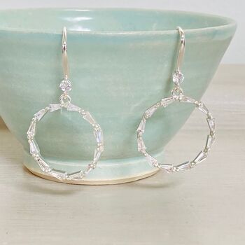Silver Plated Linked Crystal Earrings, 2 of 5