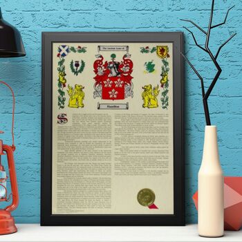 Unframed Surname History Scroll With Coat Of Arms, 5 of 11