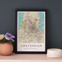 Framed And Personalised Amsterdam Map Print, thumbnail 1 of 2