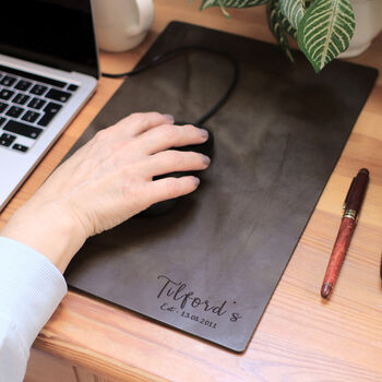 Personalised Anniversary Date Leather Mouse Pad Christmas Gift For Him Or Her, 2 of 9