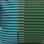 Combed Stripe Cushion Olive, Teal + Turquoise, thumbnail 2 of 5