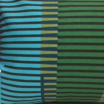 Combed Stripe Cushion Olive, Teal + Turquoise, 2 of 5
