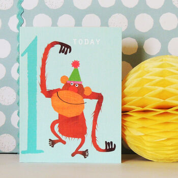 Mini Orangutan 1st Birthday Card, 4 of 4