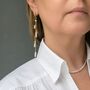 Pearl Chain Drop Hoop Earrings, thumbnail 4 of 10
