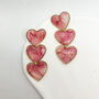 Pink Marbled Heart Statement Stud Earrings, Valentines, thumbnail 3 of 11