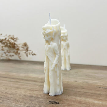 Mini Skeleton Pillar Candle Halloween Candlestick, 4 of 8