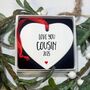 Cousin Heart Shaped Christmas Ornament, thumbnail 1 of 2