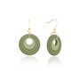 Green And Khaki Geometric Circular Earrings • Gold Plated Sterling Silver Hooks, thumbnail 6 of 9