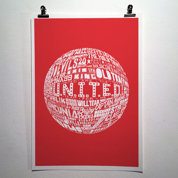 Manchester United Football Typography Print, 3 of 7