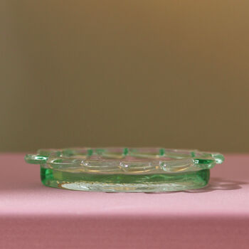Vintage Art Deco Glass Trinket Bowl / Dish Green, 2 of 3