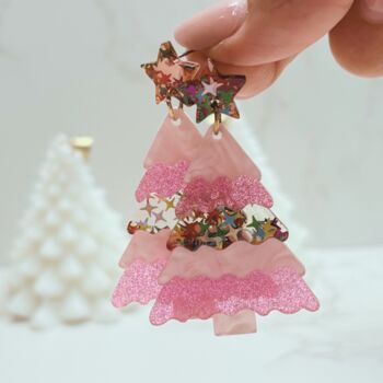 Glitter Christmas Tree Earrings – Festive Jewellery In Velvet Pouch Limited Edition Choice Of Two Colours, 7 of 9