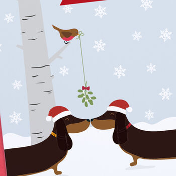 Sausage Dog 'To The One I Love' Personalised Xmas Card, 4 of 4