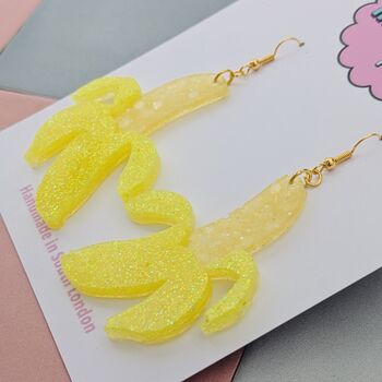 Split Banana Glitter Earrings, 4 of 5