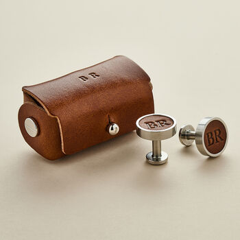 Personalised Leather And Stainless Steel Cufflinks, 6 of 6