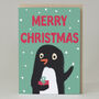 'Merry Christmas' Penguin Christmas Card, thumbnail 1 of 2