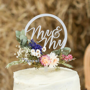 Personalised Dried Flower Acrylic Wedding Cake Topper, 7 of 12