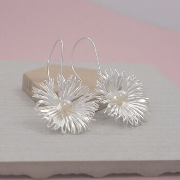 Sterling Silver Coral Pearl Earrings, 5 of 6