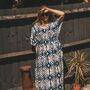 Navy Blue Three Quarter Sleeve Viscose Summer Kaftan, thumbnail 1 of 4