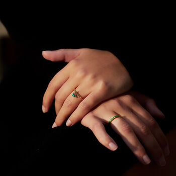 Triple Turquoise Cluster Drop Ring, 7 of 8