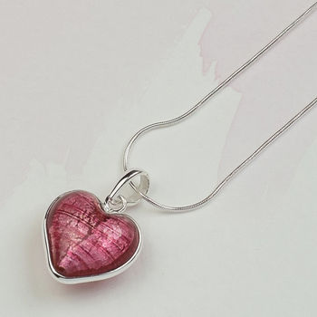 Handmade Silver Murano Glass Heart Pendant, 9 of 12