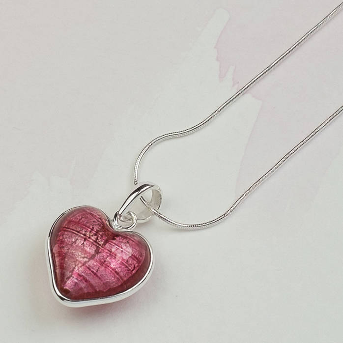 handmade silver murano glass heart pendant by claudette worters ...