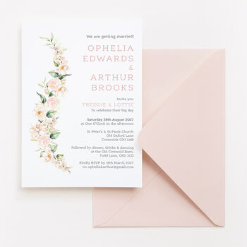 Wedding Invitation Pink And White Rose, 4 of 6